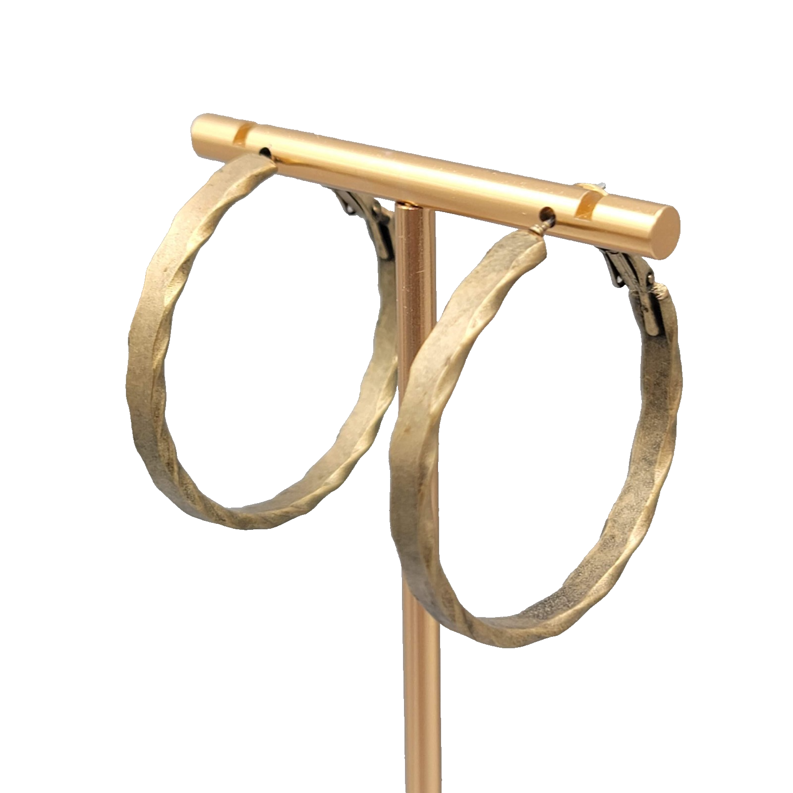 Twist Edge Hoops Pierced Earrings Bronze tone 1 5/8"