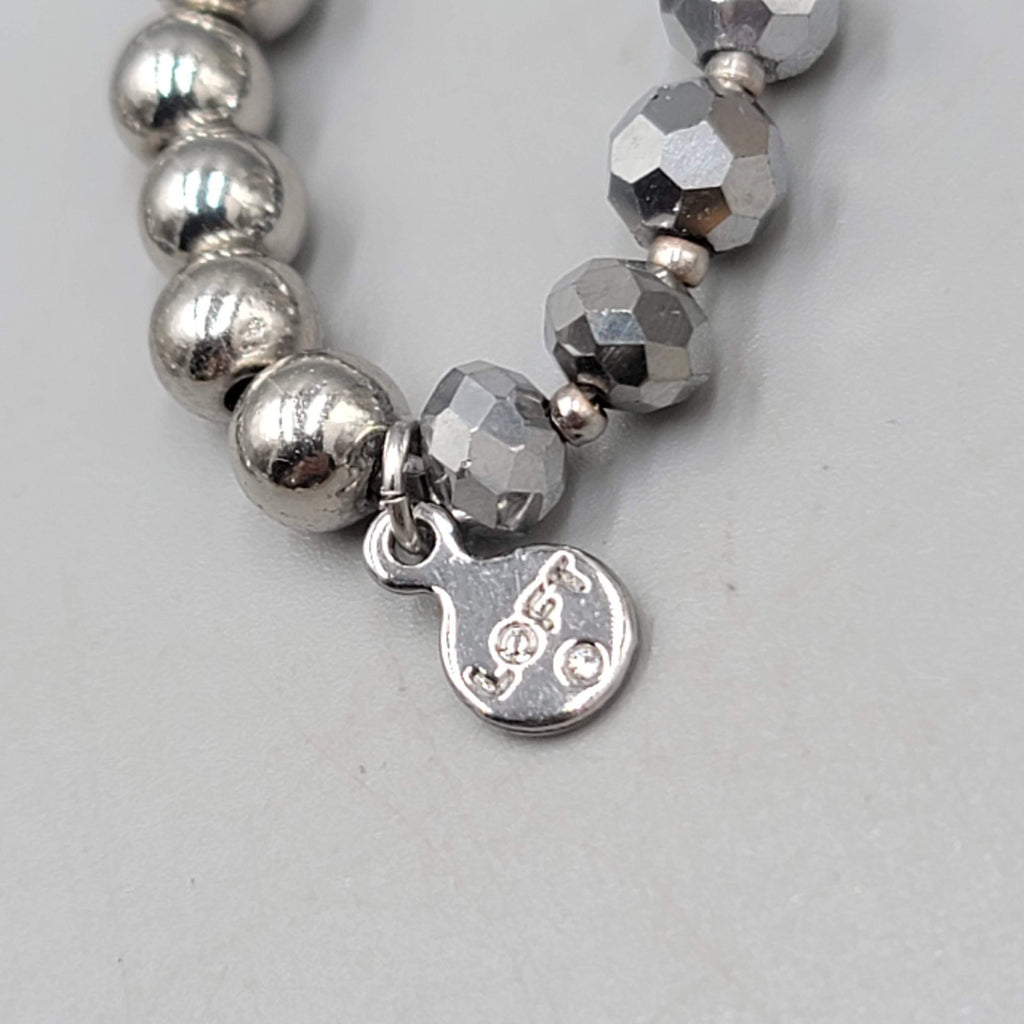Loft Necklace Silver tone Gray Bead Extra Long 60"