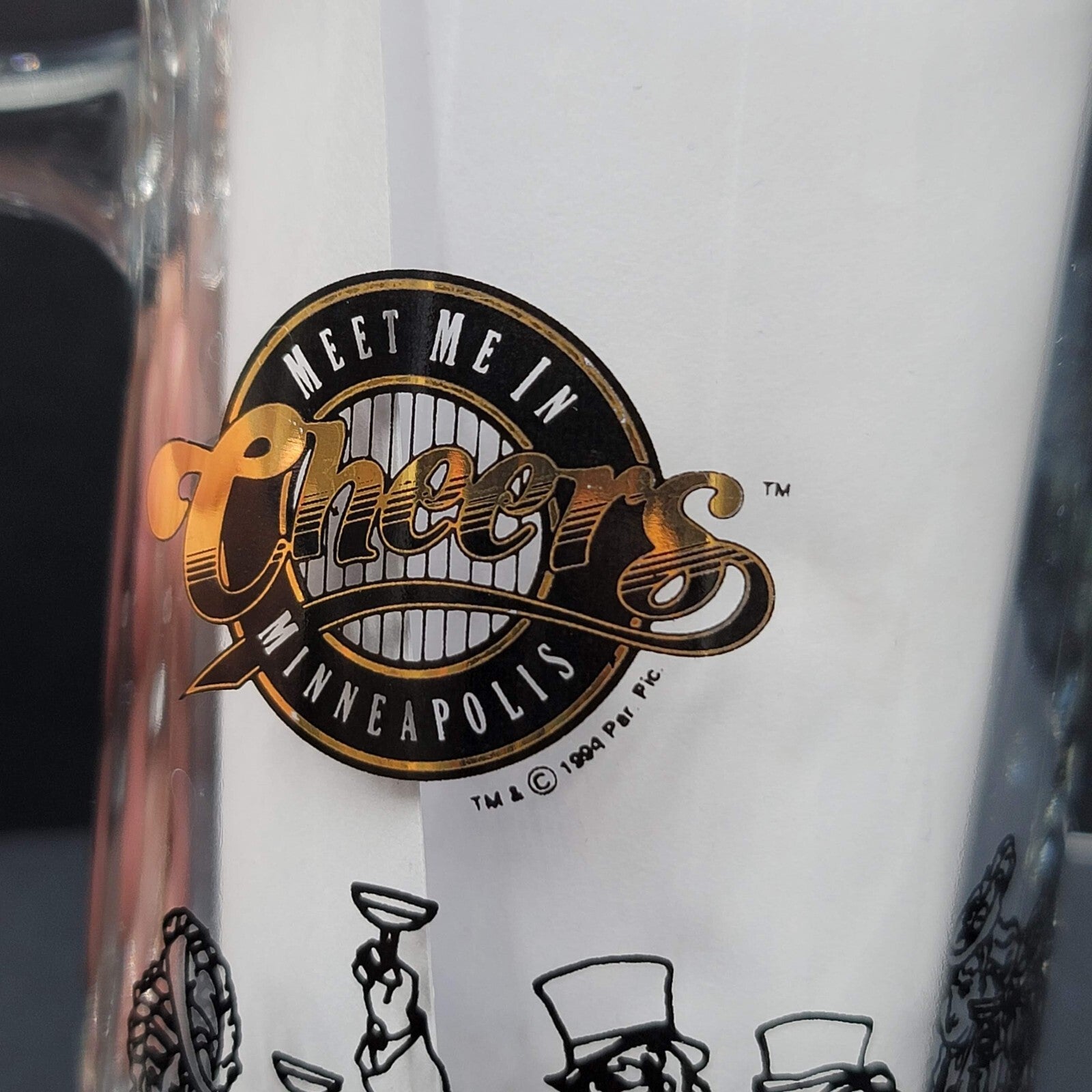 Cheers Meet Me In Minneapolis Clear Mug with Black Etching Beer Stein Souvenir