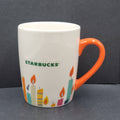 Starbucks Birthday Candles 10 oz Coffee Mug Cup 2020 White Orange Handle