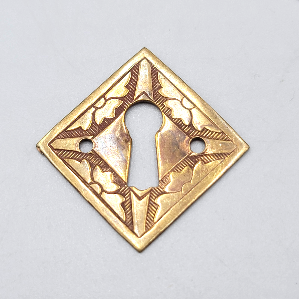 Vintage Square Brass Skeleton Keyhole Escutcheon Salvage Hardware 1.5" (59)