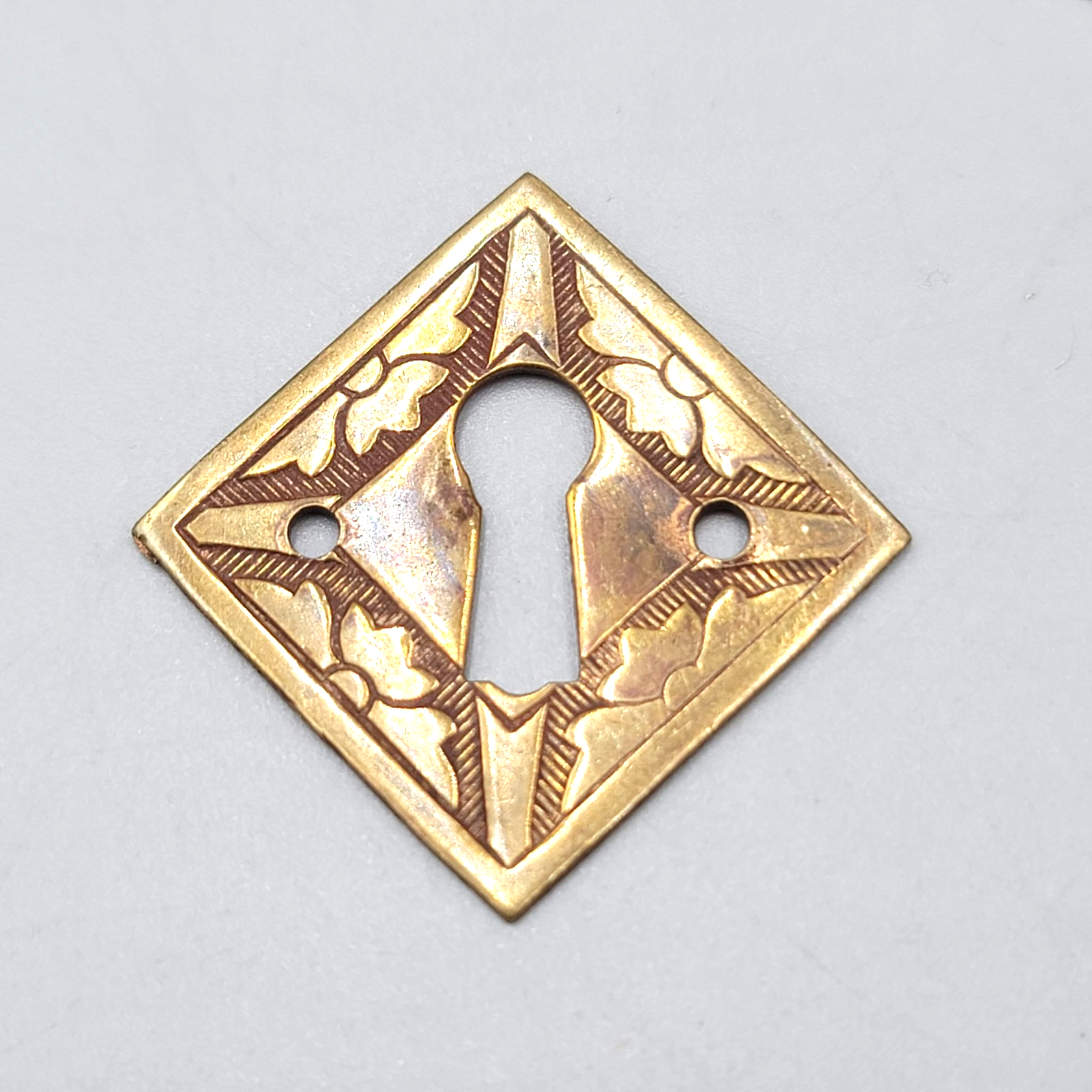 Vintage Square Brass Skeleton Keyhole Escutcheon Salvage Hardware 1.5" (59)