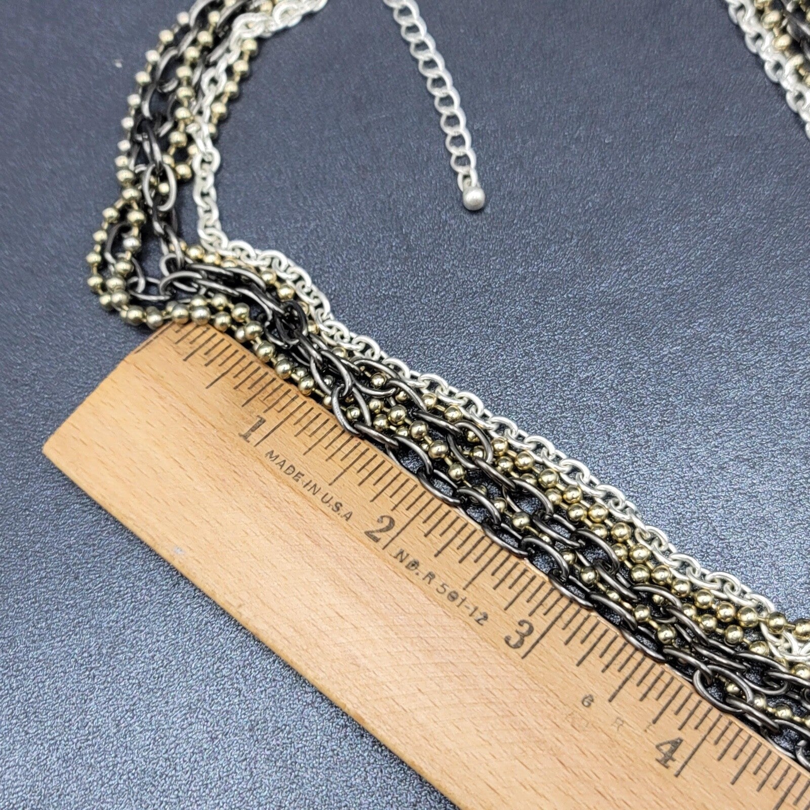 Modern Necklace Multi Color 5 Chain Layered 16-18"