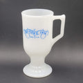 Ox Yoke Inn Amana Iowa Vintage Coffee Mug Milk Glass Blue Lettering