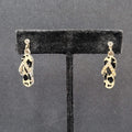 Pierced Earrings Black White Enamel Rhinestone Dangle Flip Flops Sandels 3/4"