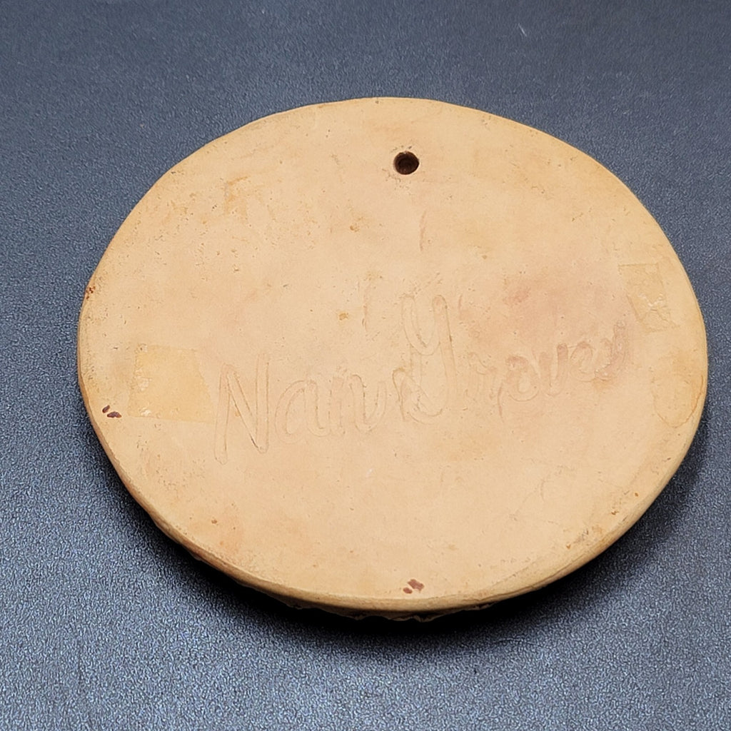 Nan Groves Handmade Pig Pottery Bread Bun Warming Stone Signed