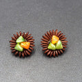 Vintage Clip on Earrings Apple Seed Seashells Button Style 1"