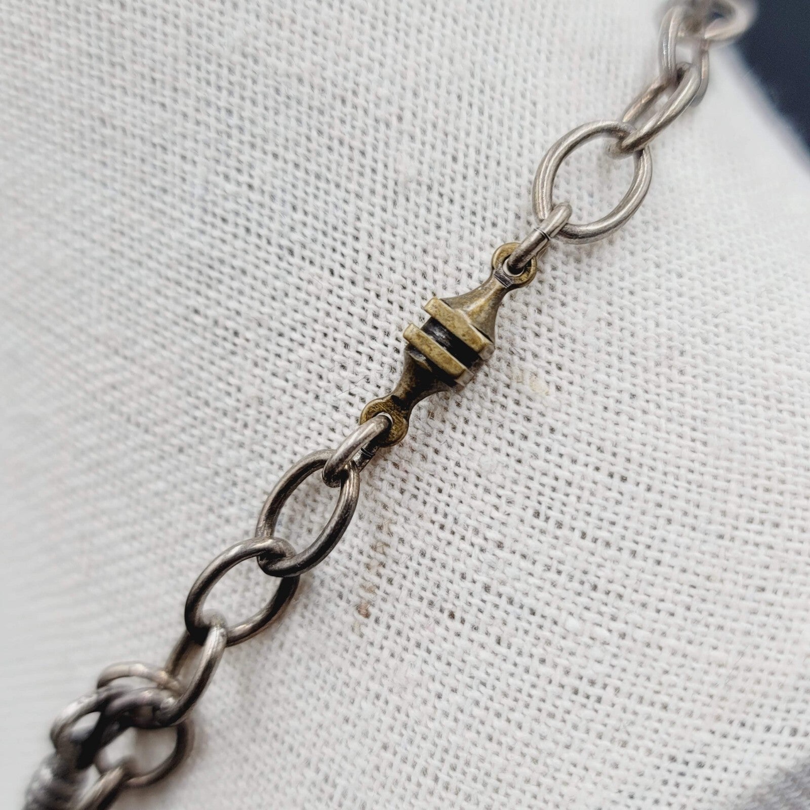 Skeleton Key Heart Charm Necklace Silver tone Statement 22"