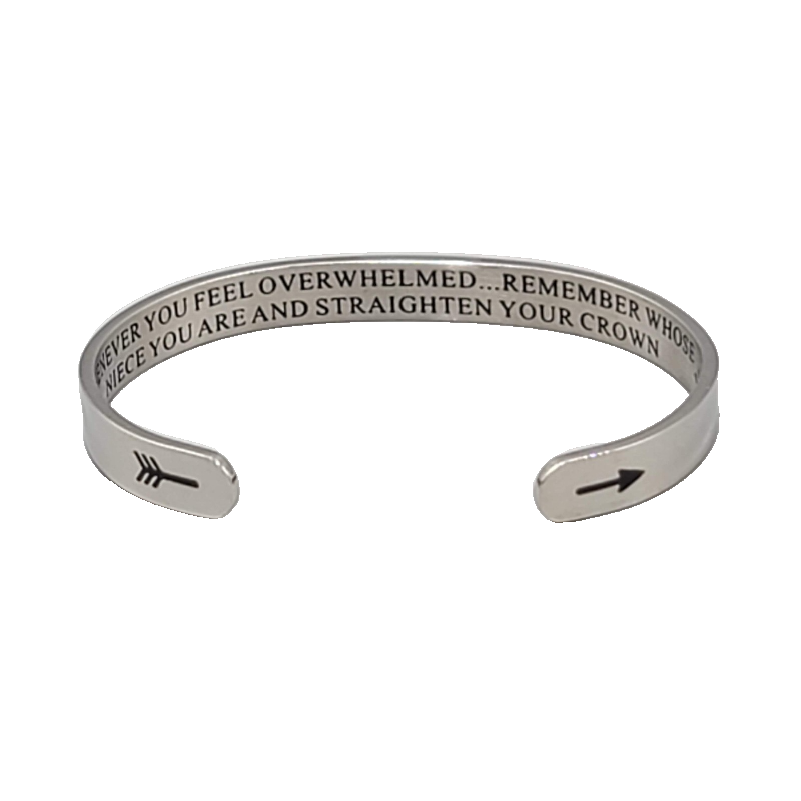 Whenever You Feel Overwhelmed Remember Niece Hidden Silver tone Cuff Bracelet 