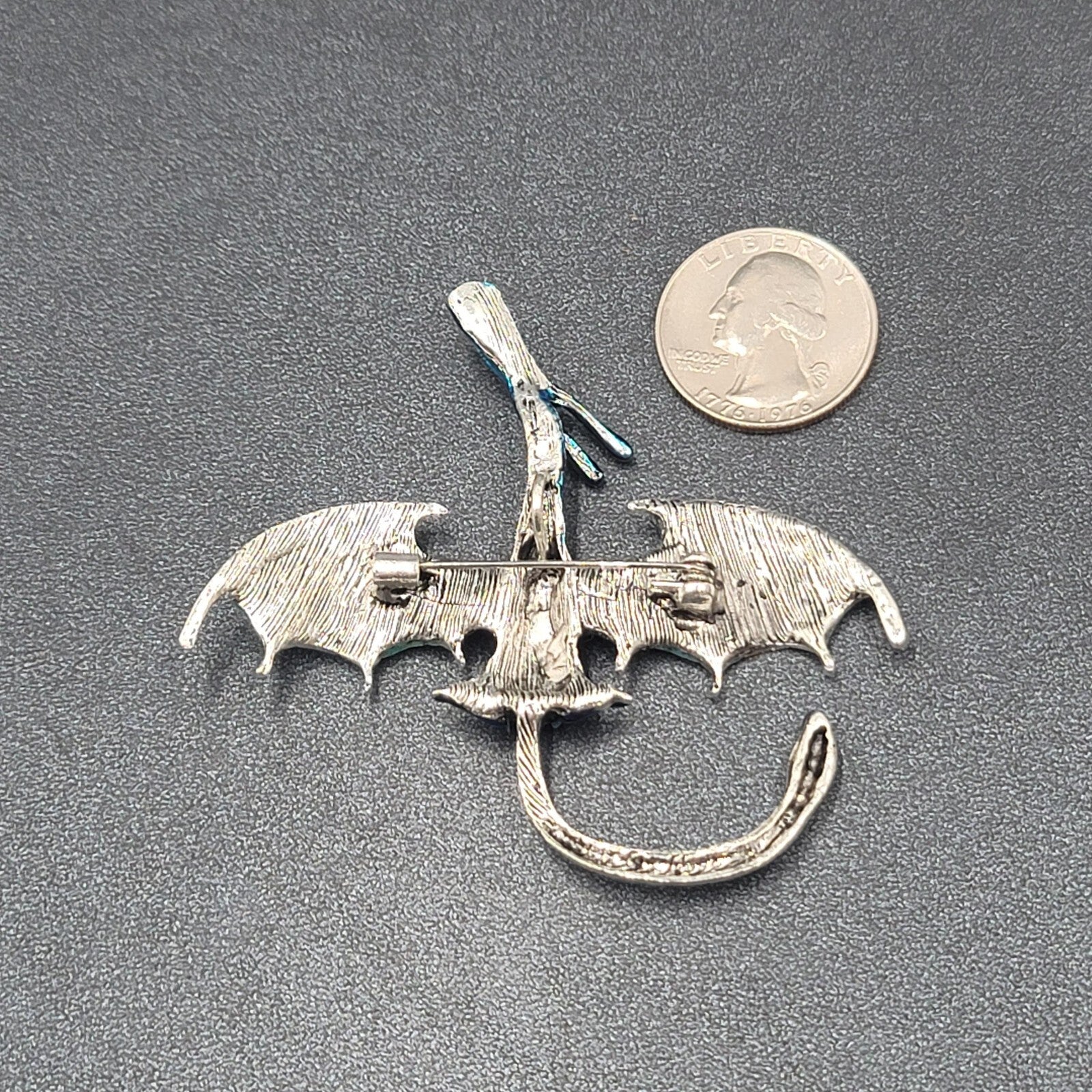 Dragon Brooch and Pendant Blue Enamel 3" x 2 3/4"