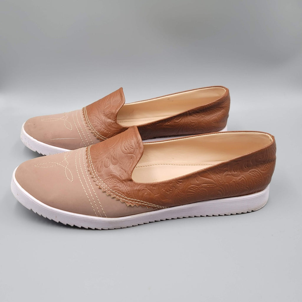 Andrade Womens Slip On Brown Western Saddle Shoe Leather Sz 8