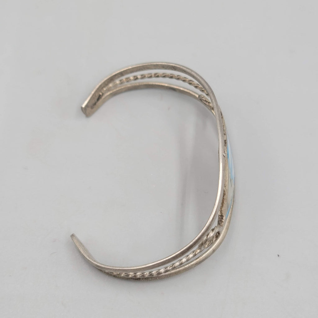 Alpaca Silver Vintage Mexico Cuff Bracelet Mother of Pearl  Abalone Shell Inlay