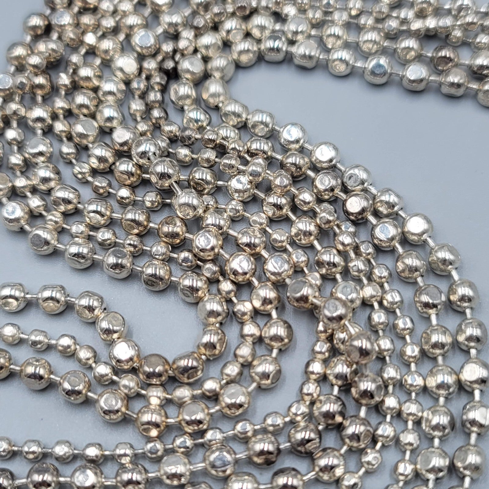Multistrand Ball Chain Necklace Silver tone 26" - 30"