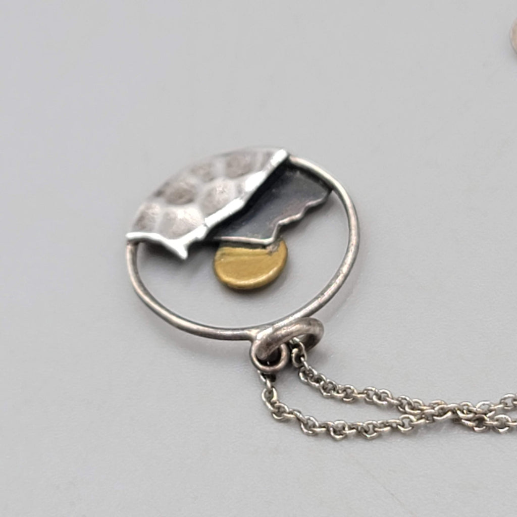 Athena Designs Sun Mountain Pendant Necklace Sterling Silver 925 - 16"-18"