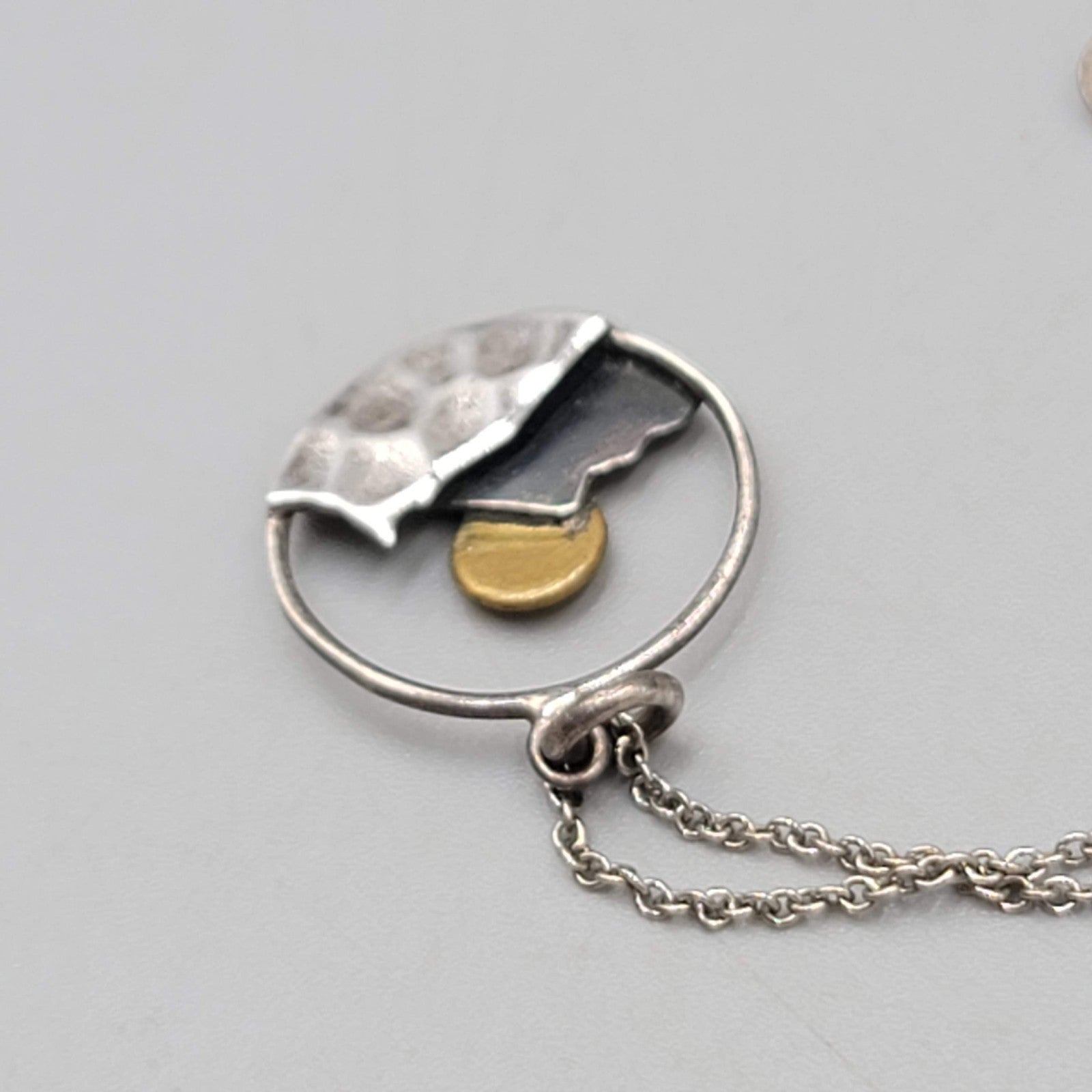 Athena Designs Sun Mountain Pendant Necklace Sterling Silver 925 - 16"-18"