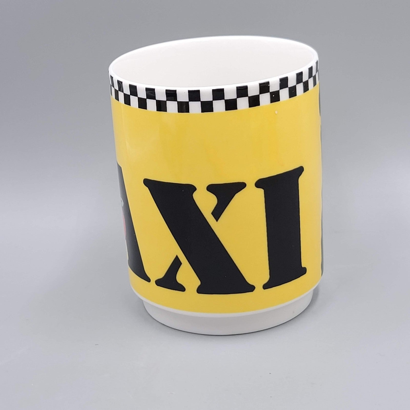 Studio Nova Coffee Mug New York Taxi Fine Porcelain Yellow Checkered