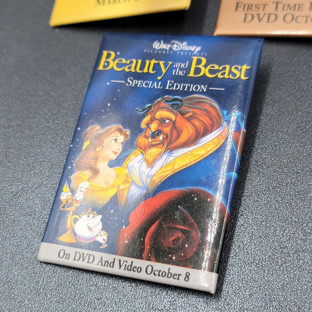 Vtg Disney Lot Movie Promo Pin Back Buttons Bambi Lion King Beauty and Beast
