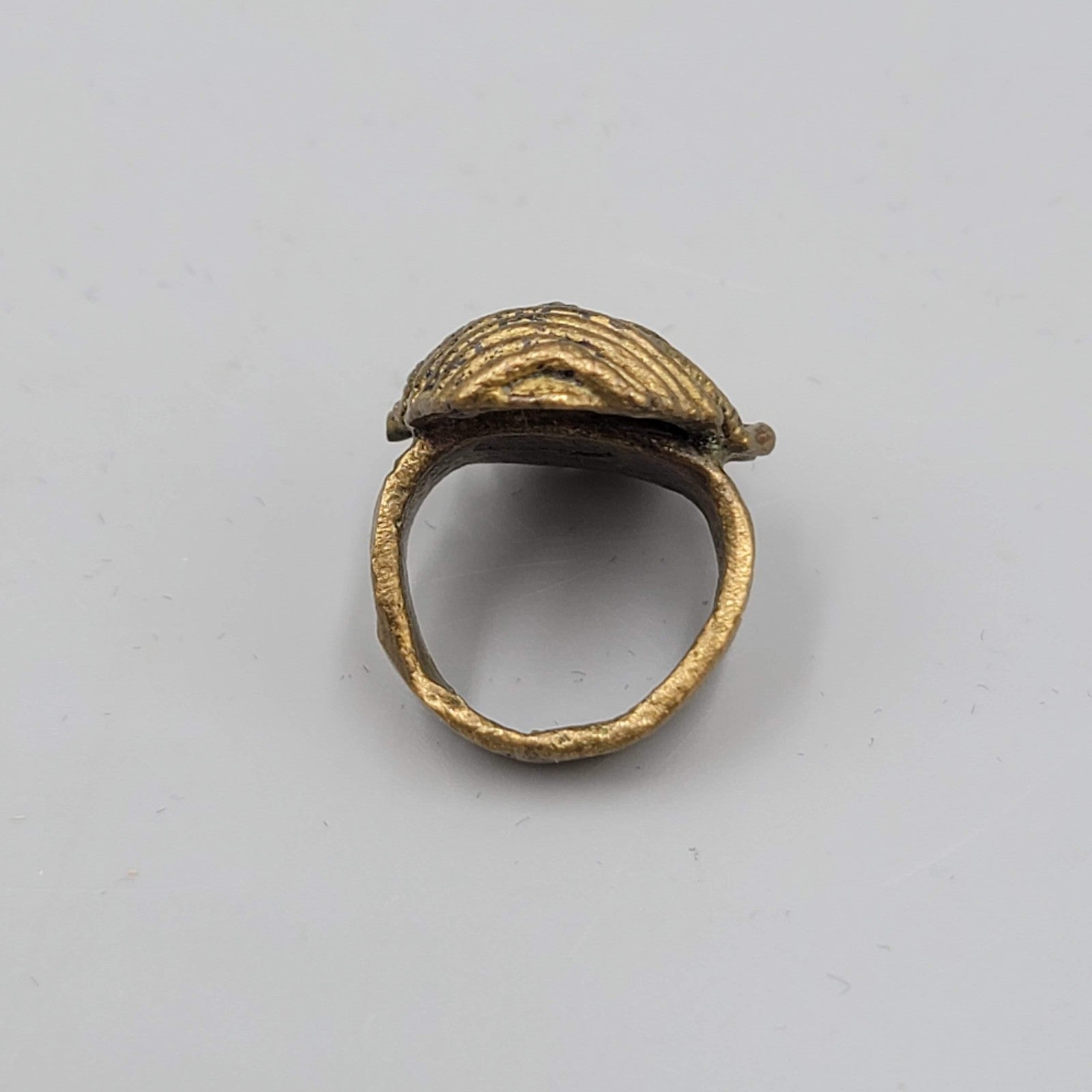 Vintage Brass Bronze Face Mask Ring Size 5 Tribal African Handmade Sculptural