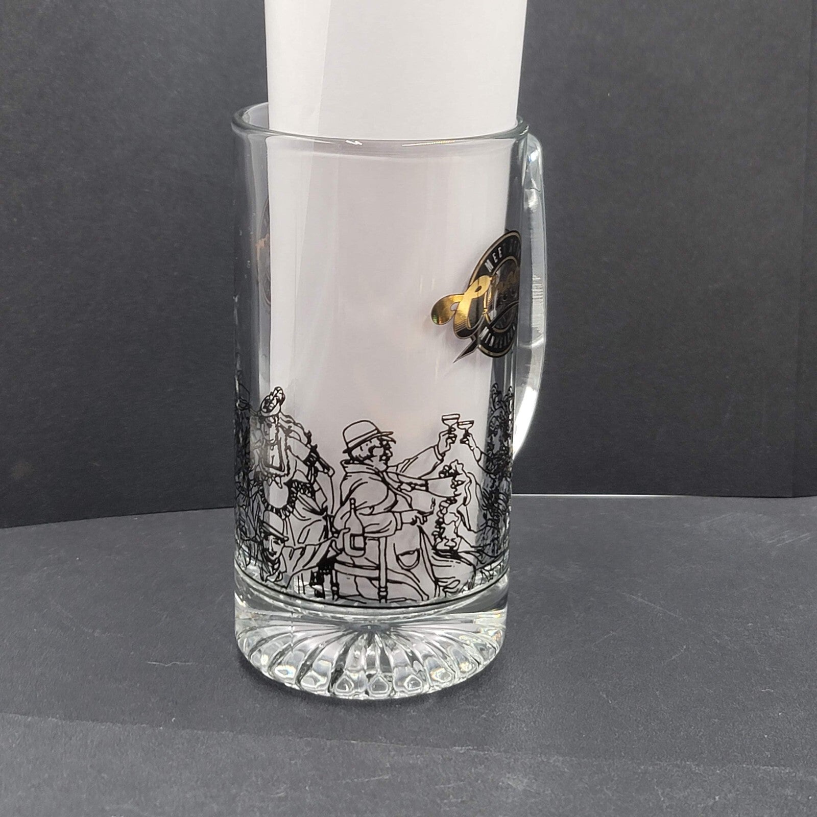 Cheers Meet Me In Minneapolis Clear Mug with Black Etching Beer Stein Souvenir