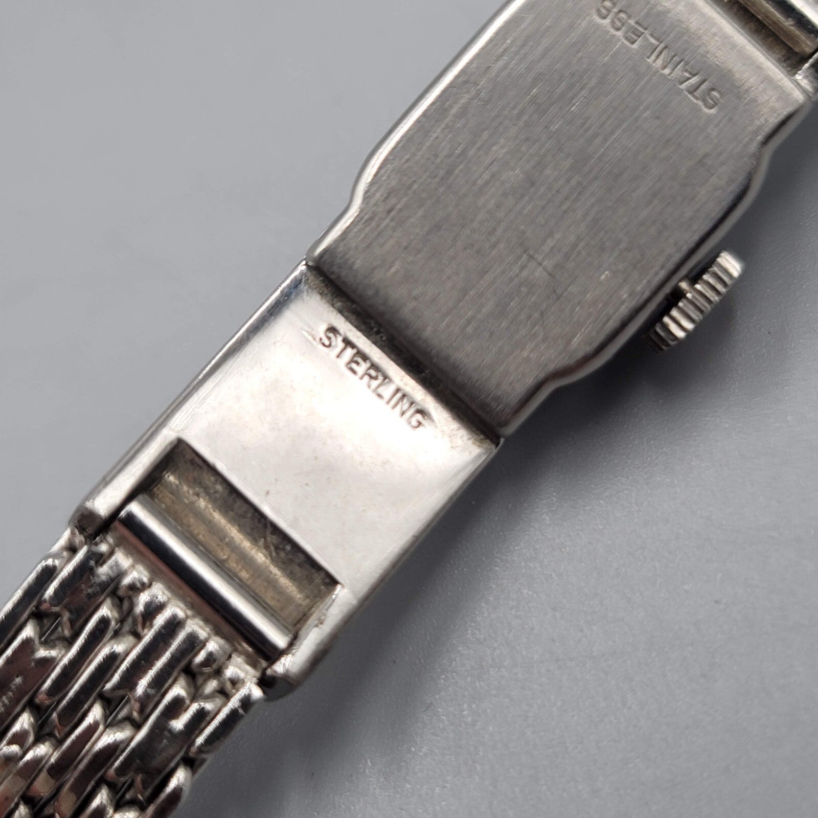 Vtg Swank 17 Jewels Sterling Silver Band Womens Watch Monogram BNM UNTESTED