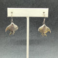 Vintage Pierced Earrings Silver tone Angel Fish Bead Statement Dangle 7/8"