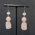 Pierced Earrings Silver tone Acrylic Marbled Pink Beads Dangle 2"