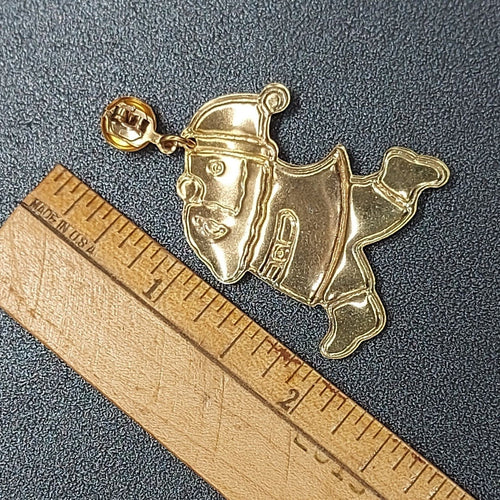 Christmas Pierced Earrings Gold tone Red Enamel Santa Claus 1 1/2"