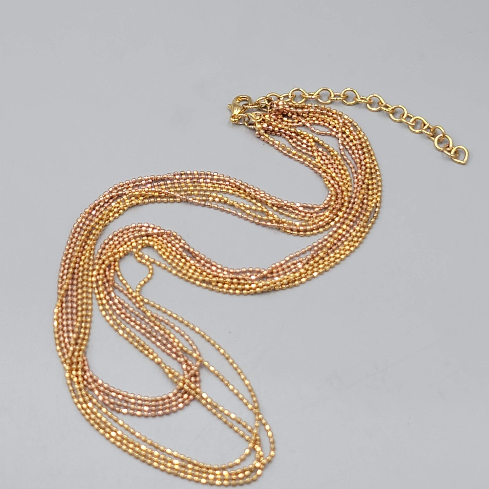 Multi Strand Ball Bead Chain Necklace Layered Two-Toned 18-20 Inch Adj
