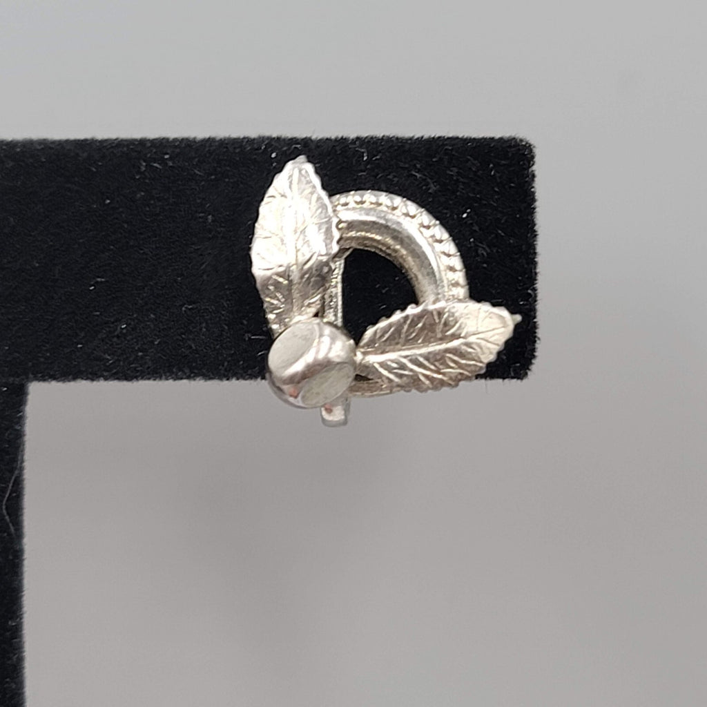 Vintage Stud Clip on Earrings Screw Back Silver tone 5/8"