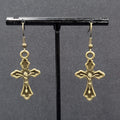 New Crucifix Cross Pierced Earrings Bronze tone Dangle 1 1/8"
