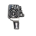 Retro Cinema Movie Film Camera Enamel Lapel Pin 1.5"