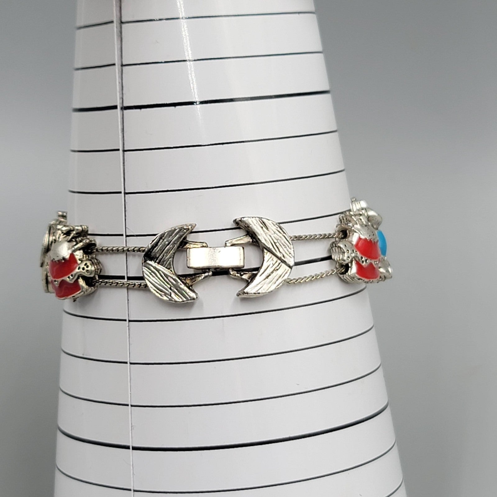 Slide Charm Bracelet Sewing Theme Silver tone Enamel 