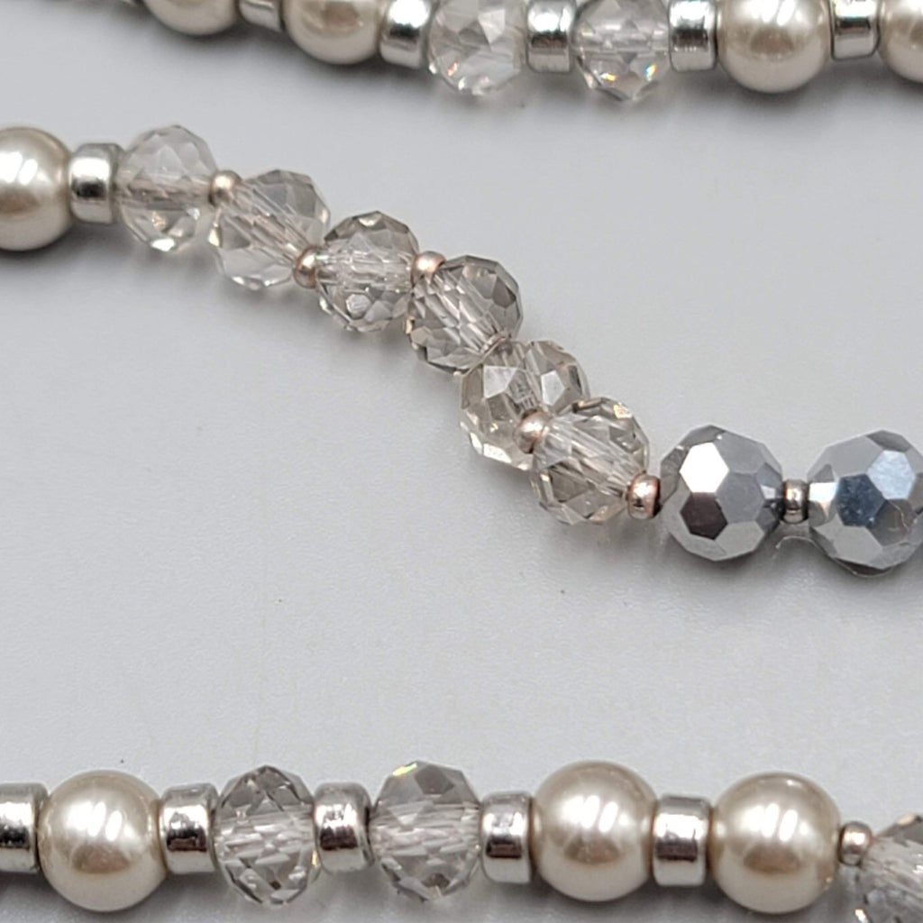 Loft Necklace Silver tone Gray Bead Extra Long 60"