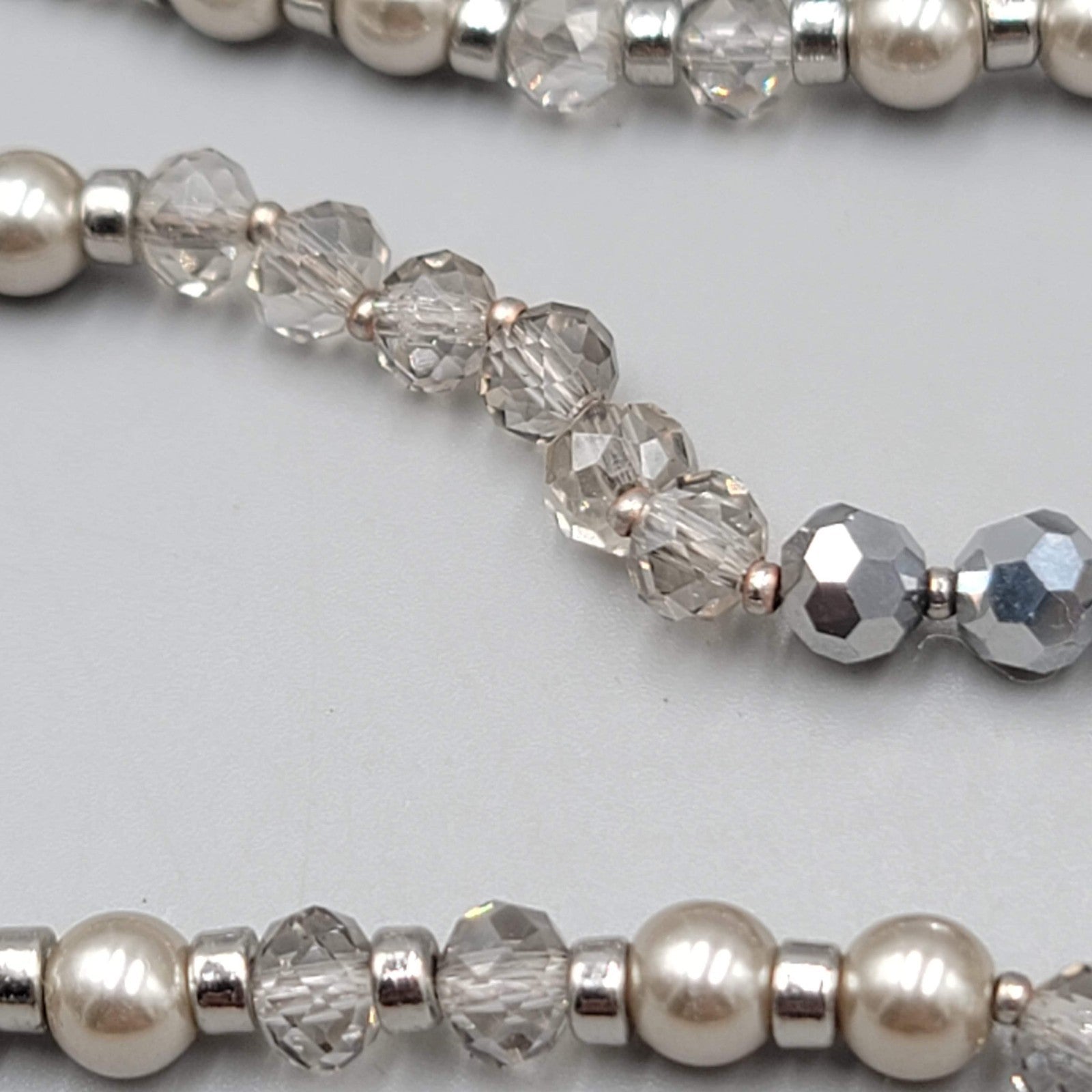 Loft Necklace Silver tone Gray Bead Extra Long 60"