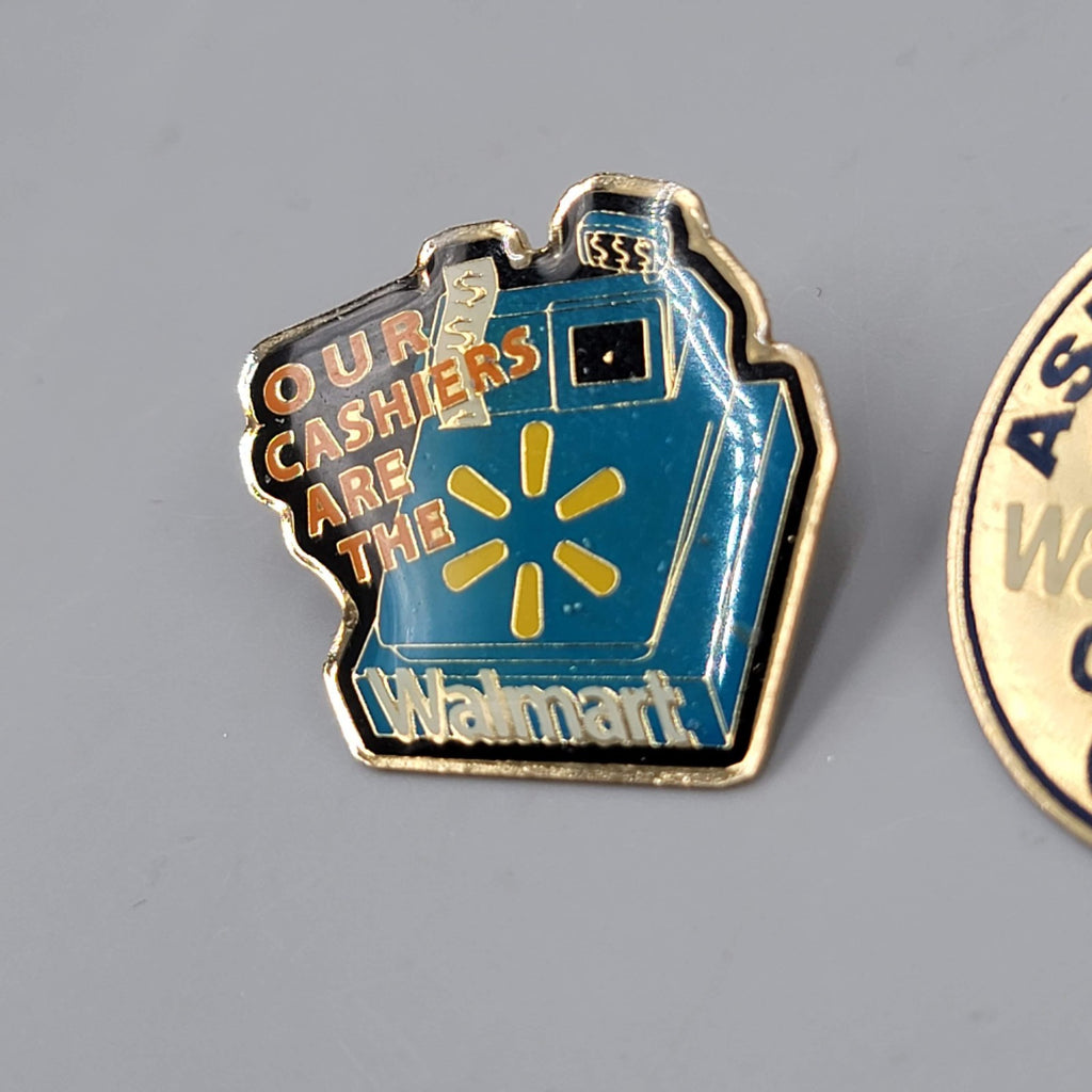 Vintage Walmart Employee Pins Cashiers Credit Card Lot of 2