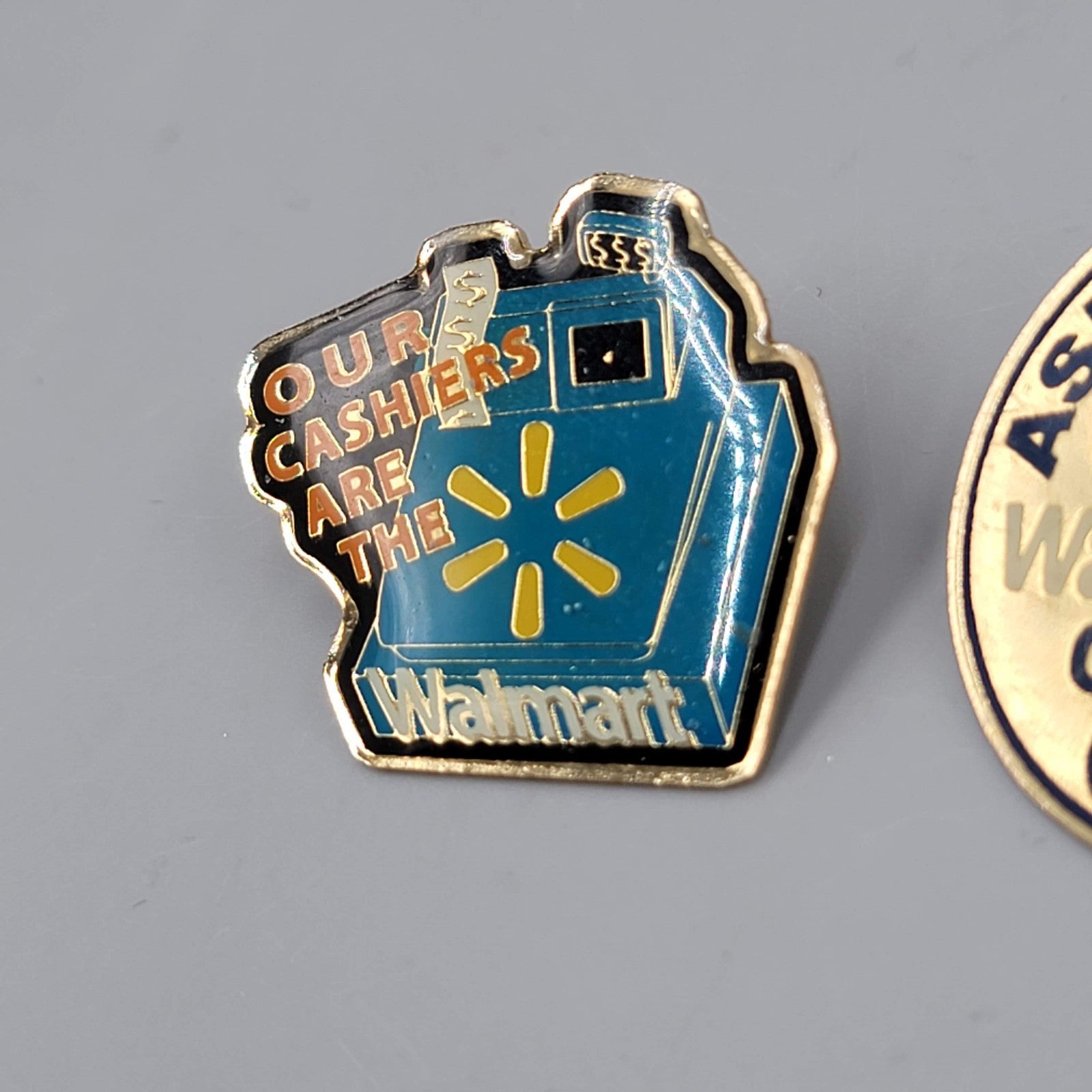 Vintage Walmart Employee Pins Cashiers Credit Card Lot of 2