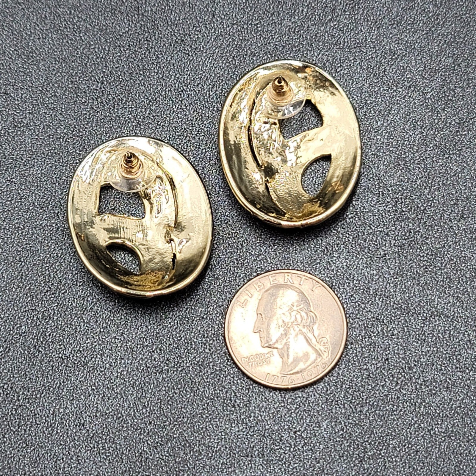 Vintage Pierced Earrings Blue Pink Enamel Drop Open Work 1.5"