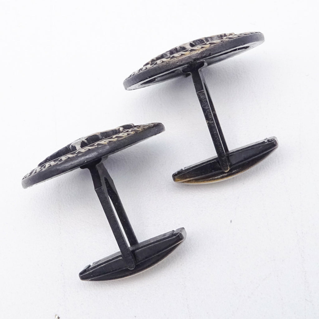 Vintage Cufflinks and Tie Clasp Set Bronze tone Siam Dancers Mens Estate Jewelry