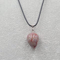 Scolecite Teardrop Pendant Necklace Black Cord 20"-22"