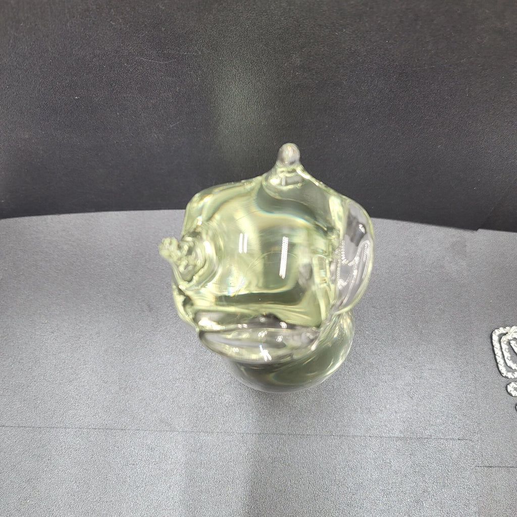 Vintage Solid Clear Glass Owl Figurine Hand Blown Mid Century 6.5" Rare Find