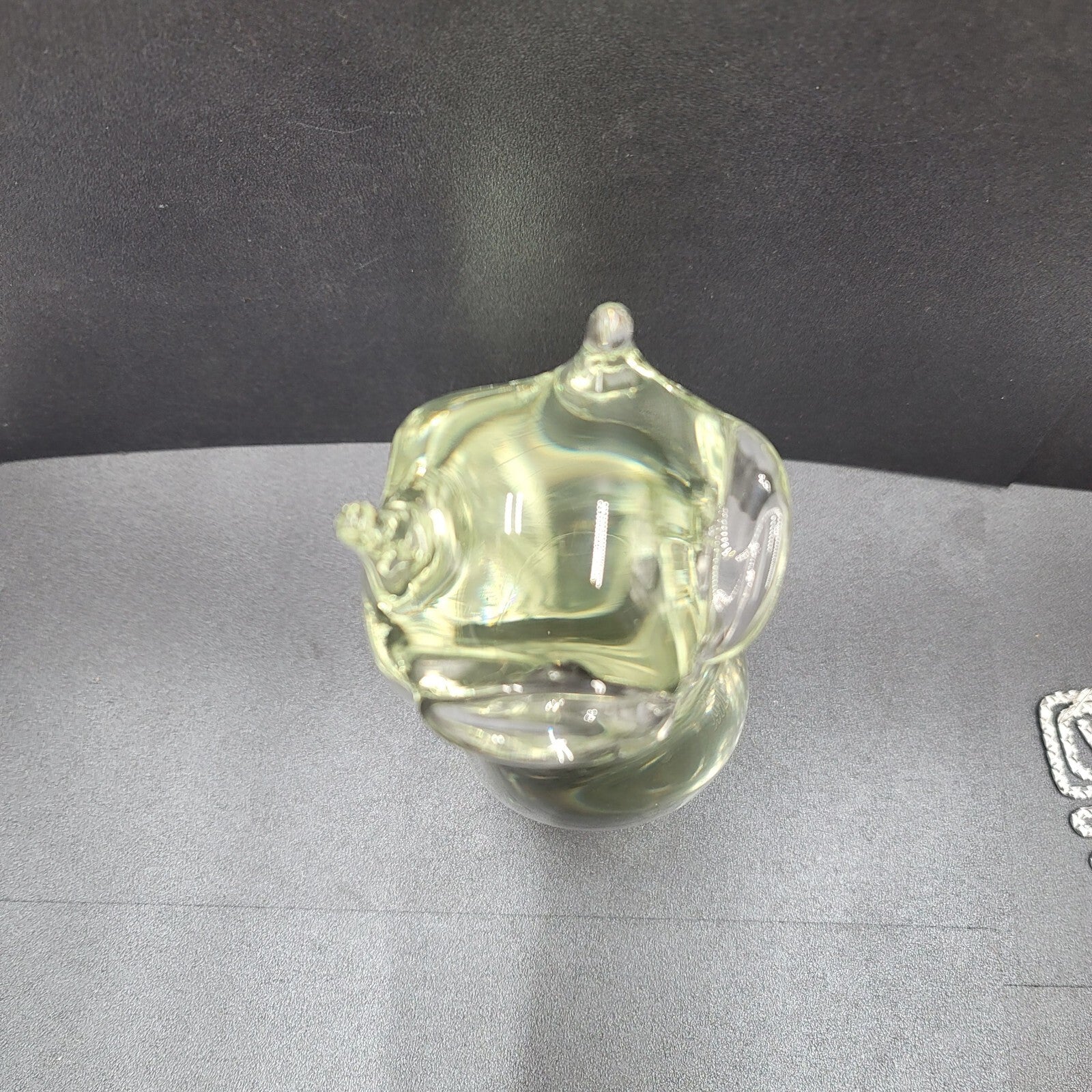 Vintage Solid Clear Glass Owl Figurine Hand Blown Mid Century 6.5" Rare Find