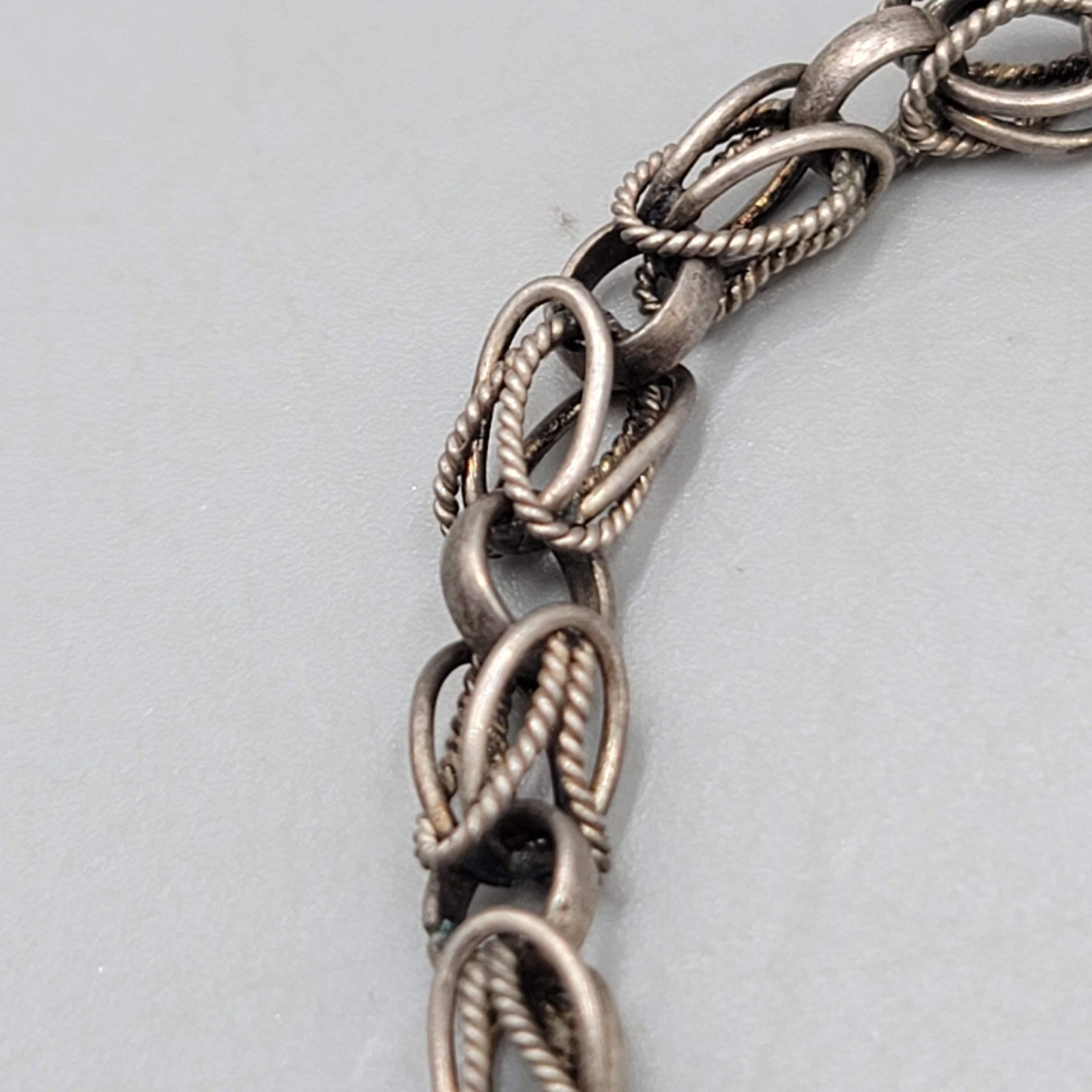 Vintage Byzantine Chain Bracelet Silver Tone Small Spring Ring Clasp 6 in