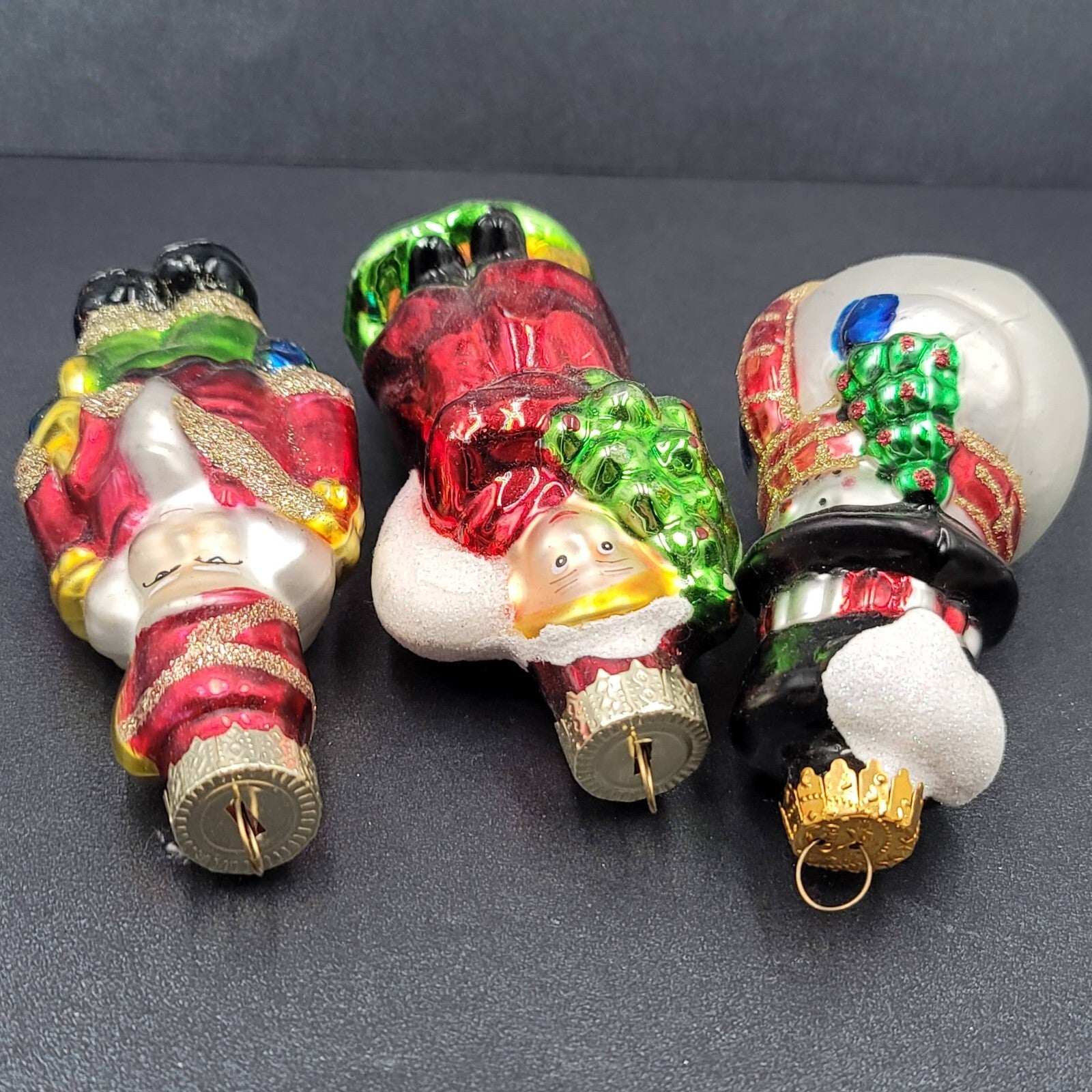 Christmas Blown Glass Ornament Lot of 3 Santa Angel Snowman 4"