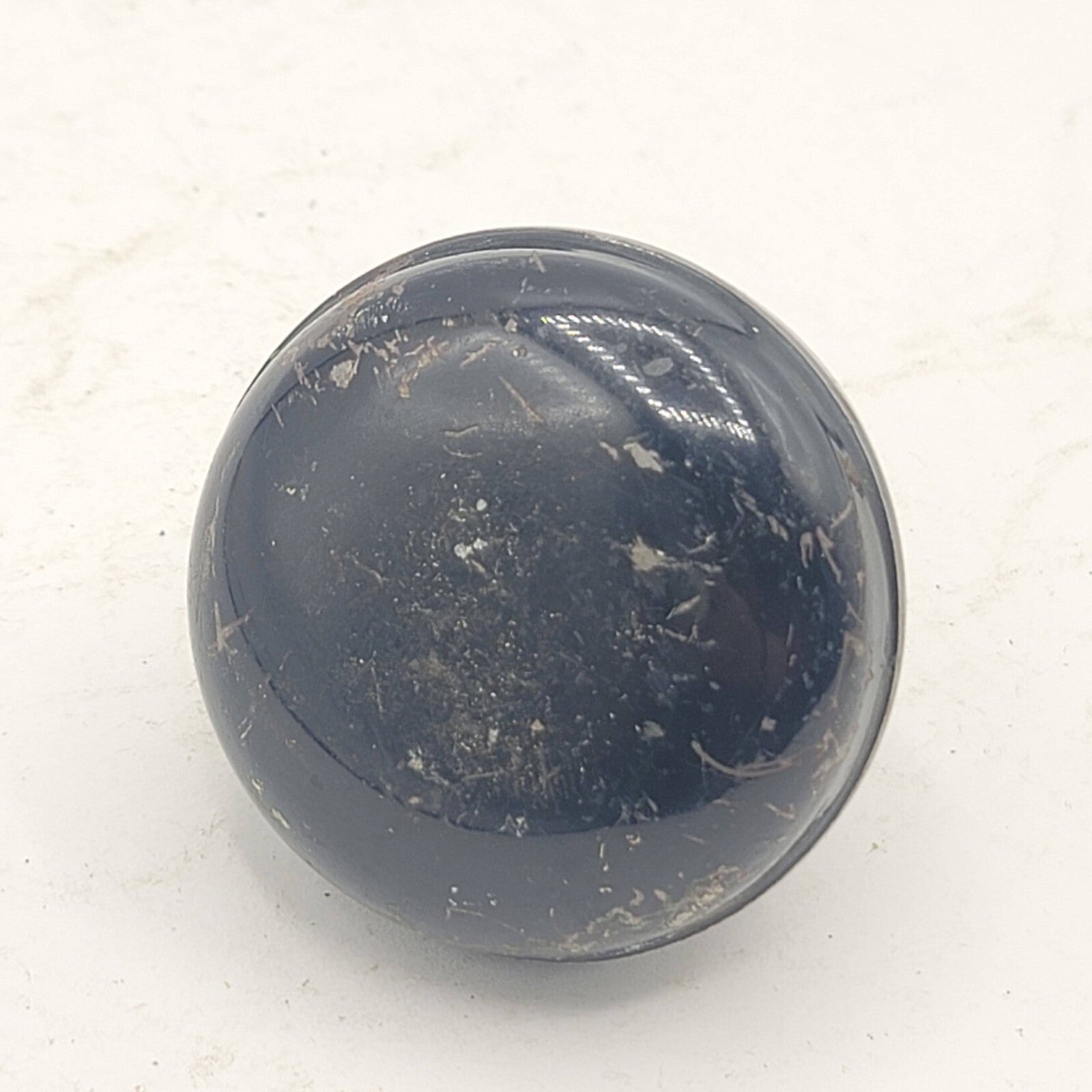 Single Vintage Steel Door Knob Black Enamel over Metal Reclaimed Salvage 2.25"
