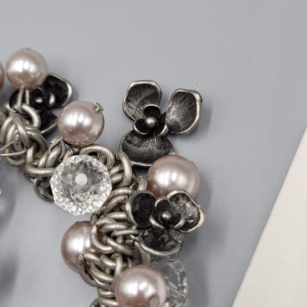 Chicos Bracelet Whispers of Spring Gift Bracelet Silver tone Beaded Flowers