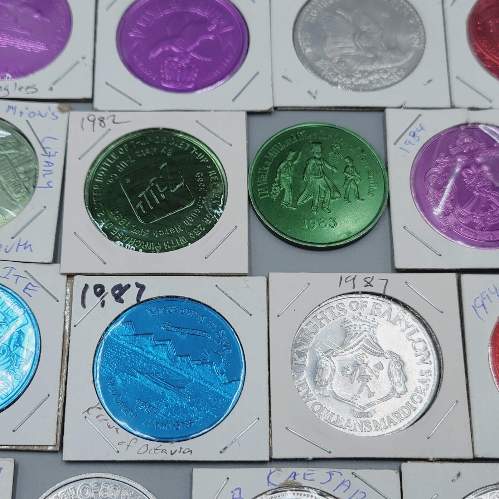 Vintage Mardi Gras Doubloons 39 Pcs token Lot Set PGG Charms 1962-2015