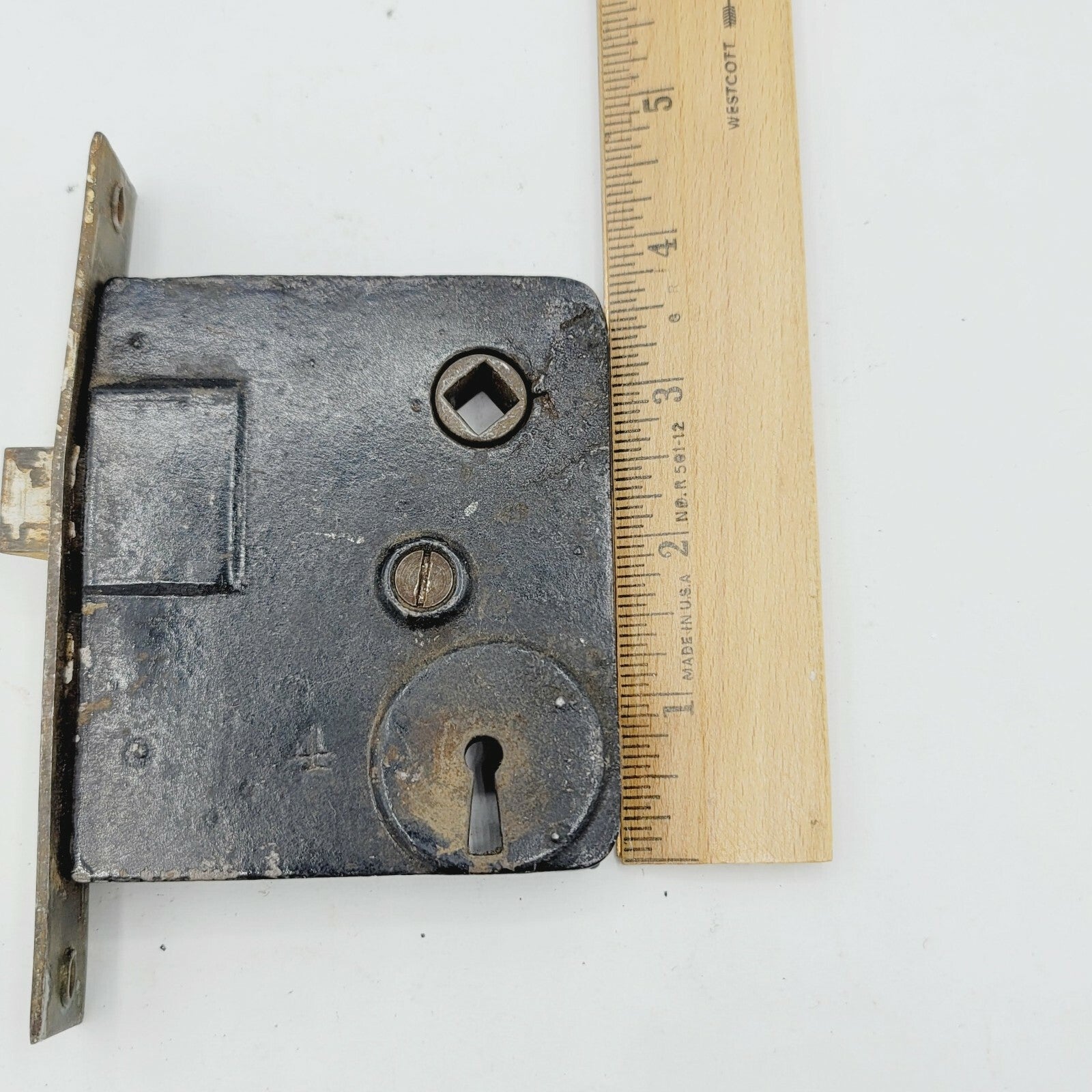 Vintage Cast Iron Door Mortise Lock Salvage Hardware  B120