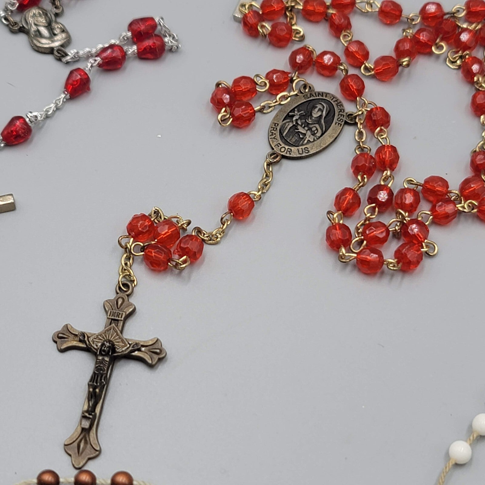 Lot of 14 Plastic Bead Rosary Catholic Religious