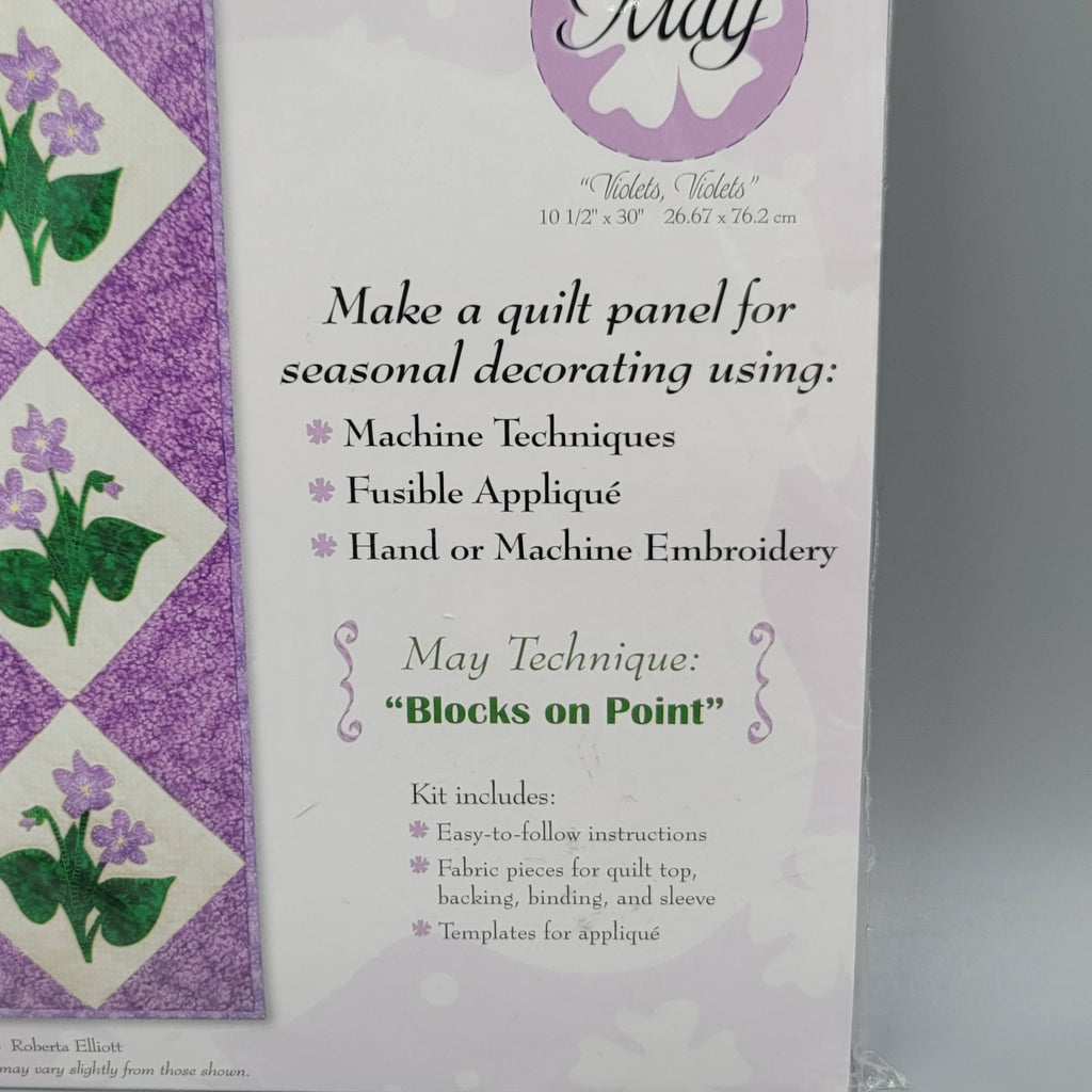 Learn To Quilt Wall Hangings Kit May Violets Purple Flowers Roberta Elliot