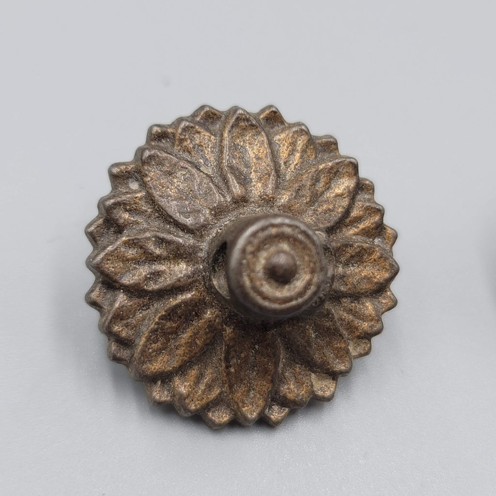 Vtg Sunflower Brass FACE Plates Ornate Bail Pull Replacement Set of 2 - 1 1/8"